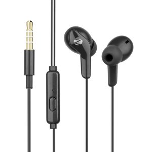 ZEBRONICS Zeb-Buds 40 Wired Stereo Earphone with Deep bass, in-line Microphone for Calling, Gold Plated 3.5mm Connector, 1.2 Meter Durable Cable and Lightweight Design(Black) (Zeb-Buds 40 (Black))