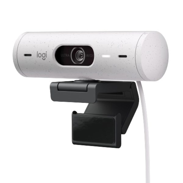 Logitech Brio 500 Full Hd Webcam with Auto Light Correction, Show Mode, Dual Noise Reduction Mics, Webcam Privacy Cover, Works with Microsoft Teams, Google Meet, Zoom, USB-C Cable - White - Optical