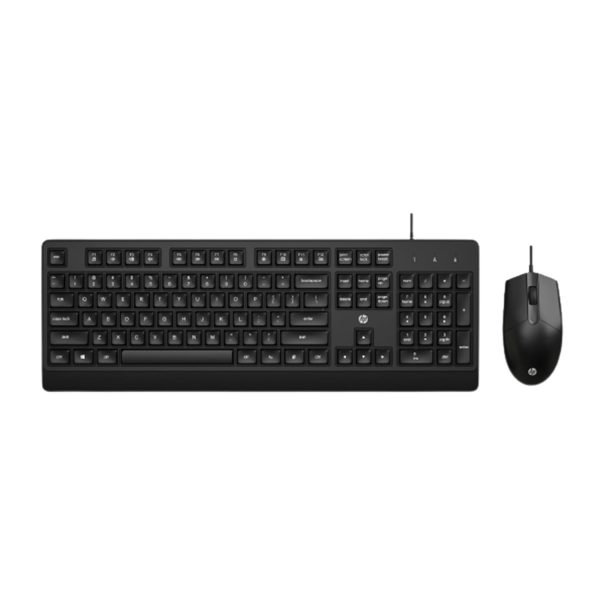 HP KM 180 Wired Mouse and Keyboard Combo, USB Plug-and-Play, 1200 dpi, Full-Size Layout with Numeric pad, Up to 10 Million keystrokes, Up to 1 Million clicks, 1-Year Warranty, 0.52 kg, Black, 7J4G3AA