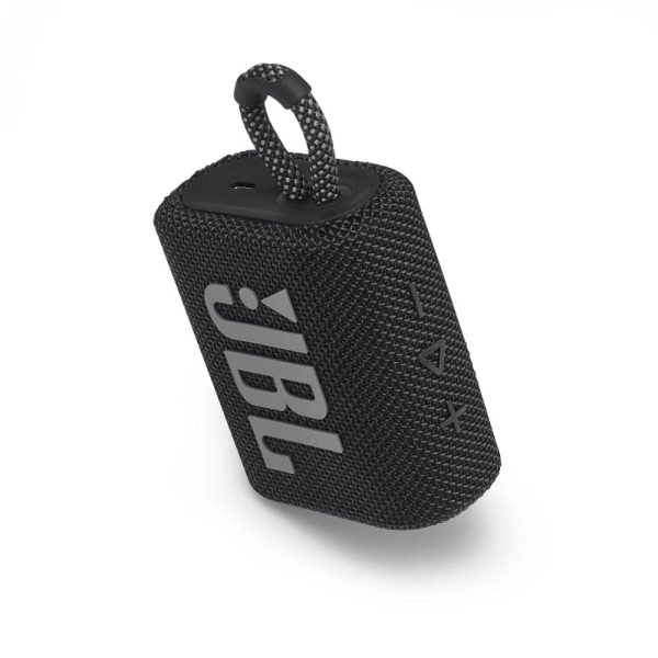 JBL Go 3, Wireless Ultra Portable Bluetooth Speaker, Pro Sound, Vibrant Colors with Rugged Fabric Design, Waterproof, Type C (without Mic, Black)