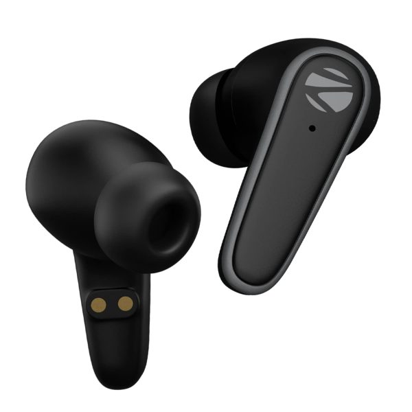 ZEBRONICS PODS 1 Wireless TWS Earbuds with Powerful ANC, ENC Calling, Gaming Mode, 28 Hours Backup, Bluetooth 5.2, Voice Assistant Support, Splash Proof, Flash Connect & Type C Charging