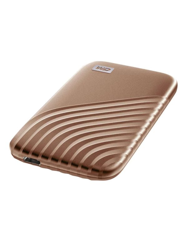 WD Western Digital 1Tb My Passport Portable Ssd, 1050Mb/S R, 1000Mb/S W, Upto 2 Meter Drop Protection, Hw Encryption, Type-C Cable & Type-A Adaptor, for Pc&Mac, Gold, 5Y Warranty, External Ssd