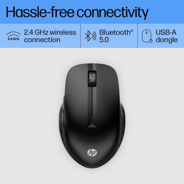 HP 250 Dual Mode Wireless Mouse (2.4GHz Wireless, Bluetooth/Multidevice,1 AA Battery Gives 12 Months Life, Upto 1600 DPI Wireless Optical Mouse) Matte Black