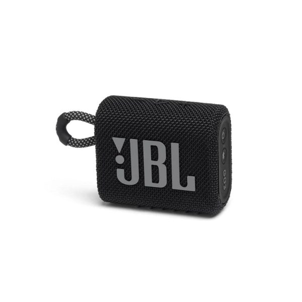 JBL Go 3, Wireless Ultra Portable Bluetooth Speaker, Pro Sound, Vibrant Colors with Rugged Fabric Design, Waterproof, Type C (without Mic, Black)