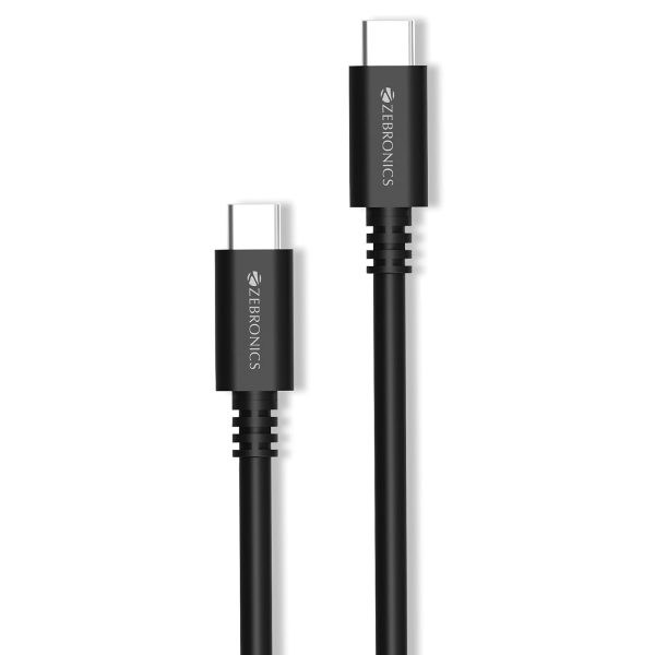 Zebronics ZEB-CCC1500 1.5 Meter Type C to Type C Charge/Sync Cable with Rapid Charging, Up to 100W Power Delivery, Mobile/Laptop Compatible (Black)