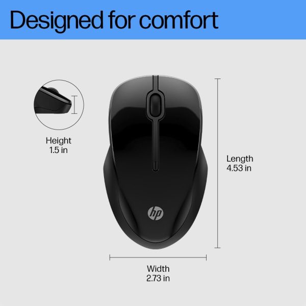 HP 250 Dual Mode Wireless Mouse (2.4GHz Wireless, Bluetooth/Multidevice,1 AA Battery Gives 12 Months Life, Upto 1600 DPI Wireless Optical Mouse) Matte Black