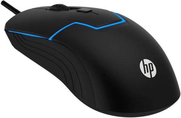 HP M100 USB Wired Gaming Optical Mouse with LED Backlight and Adjustable 1000/1600 DPI Settings, 3 Buttons and Press Life Up to 5 Million Clicks, 1 Year Warranty (3DR60PA, Black)