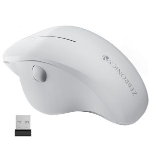 ZEBRONICS Dolphin Silent Wireless Mouse, Dual Mode Bluetooth, 2.4GHz, 1200 DPI, 3 Buttons, USB Nano Receiver, Thumb Scroll Wheel, Glossy Finish and Ergonomic Design (White)