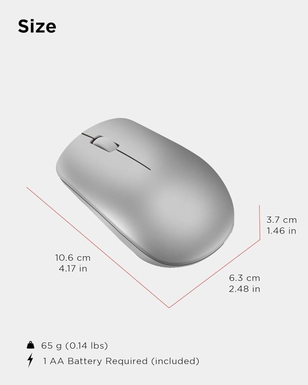 Lenovo 530 Wireless Mouse (Platinum Grey): Ambidextrous, Ergonomic Mouse, Up to 8 Million clicks for Left and Right Buttons, Optical Sensor 1200 DPI, 2.4 GHz Wireless Technology via Nano USB Receiver