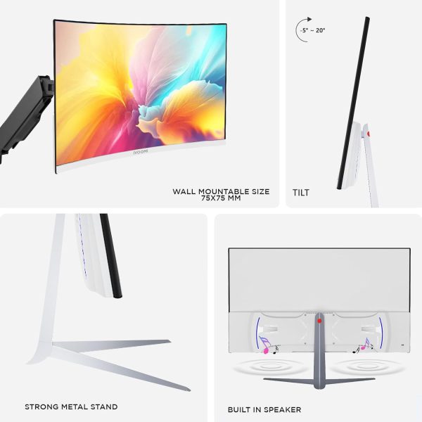 iVOOMi 22" (54.6 cm) Ultra Slim Curve FHD Monitor for PC with Built-in Speaker, 16.7M Colors and 100Hz Refresh Rate, 1920 x 1080 Pixels, Bezel-Less Design, Includes HDMI Cable - 3 Years Warranty