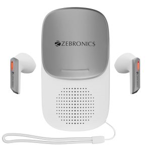 ZEBRONICS Sound Bomb X1 3-in-1 Wireless Bluetooth v5.0 In Ear Earbuds + Speaker Combo with 30 Hour Backup, Built-in LED Torch,Call Function,Voice Assistant,Type C & Splash Proof Portable Design(White)