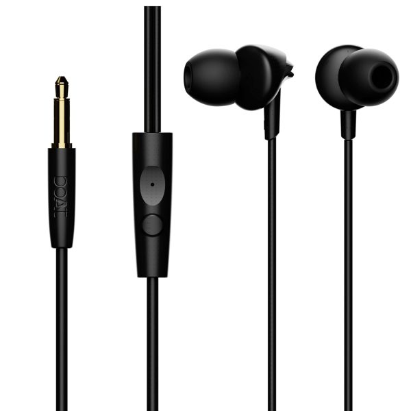 boAt BassHeads 100 in-Ear Wired Headphones with Mic (Black)