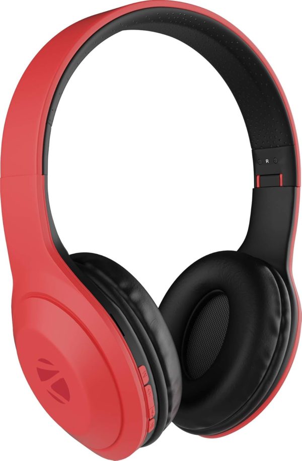 ZEBRONICS Zeb Duke 101 Wireless Headphone with Mic, Supporting Bluetooth 5.0, AUX Input Wired Mode, mSD Card Slot, Dual Pairing, On Ear & 12 hrs play back time,Media/Call Controls (Red)