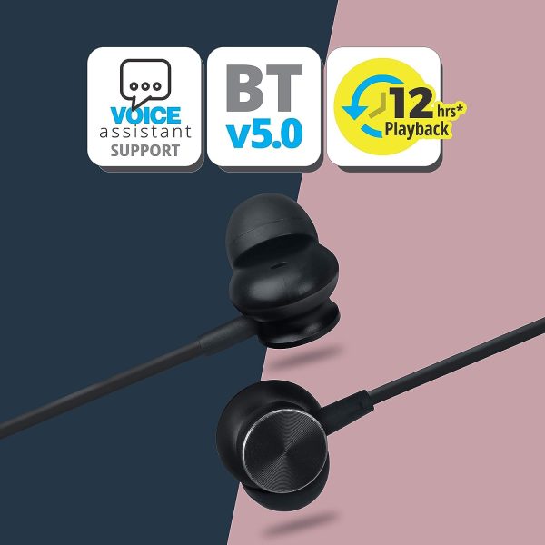 ZEBRONICS Zeb-Slinger in Ear Wireless Neckband Earphone supporting Bluetooth 5.0, Up to 12 Hours Playback, Voice Assistant, for all iPhones/Smartphones/Tablets (Black)