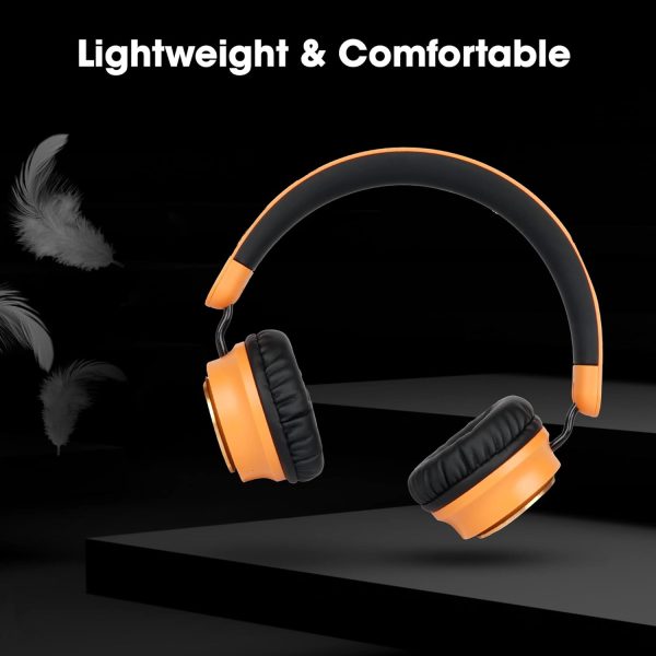 ZEBRONICS Zeb-Bang Pro Bluetooth Wireless On Ear Headphones with Mic V5.0, 30H Backup, Foldable, Call Function, Voice Assistant, Built-in Rechargeable Battery, Type C, 40Mm Driver and Aux (Orange)