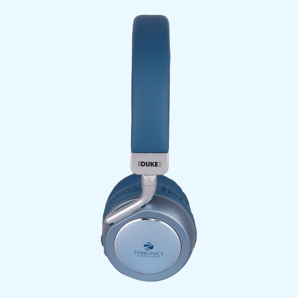 ZEBRONICS DUKE 2 Wireless Headphone, Supports Bluetooth, Dual Pairing, Deep Bass, up to 60h Battery Backup, AUX, Environmental Noise Cancellation, Gaming Mode, Now with Type C Charging (Blue)