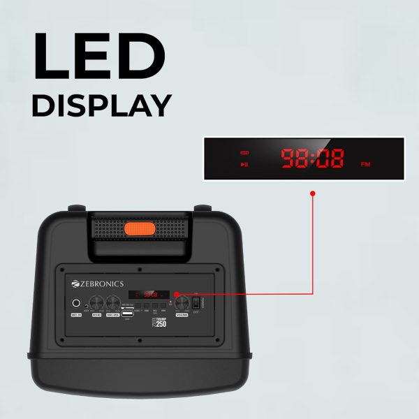 ZEBRONICS Thump 250 24 Watts RMS, Trolley speaker with Bluetooth 5.0, RGB Lights, USB, mSD, AUX input, Mic in, FM Radio and Stylish design