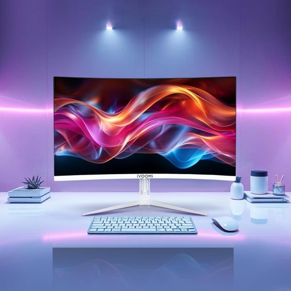 iVOOMi 22" (54.6 cm) Ultra Slim Curve FHD Monitor for PC with Built-in Speaker, 16.7M Colors and 100Hz Refresh Rate, 1920 x 1080 Pixels, Bezel-Less Design, Includes HDMI Cable - 3 Years Warranty