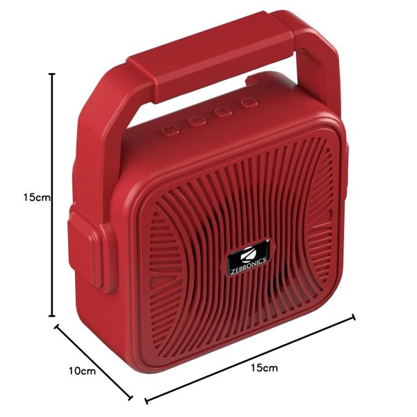 ZEBRONICS Zeb-County 2 Portable Wireless Speaker Supporting Bluetooth v5.0, FM Radio, Call Function, Built-in Rechargeable Battery, USB/Micro SD Card Slot, 3.5mm AUX Input, TWS (Red)