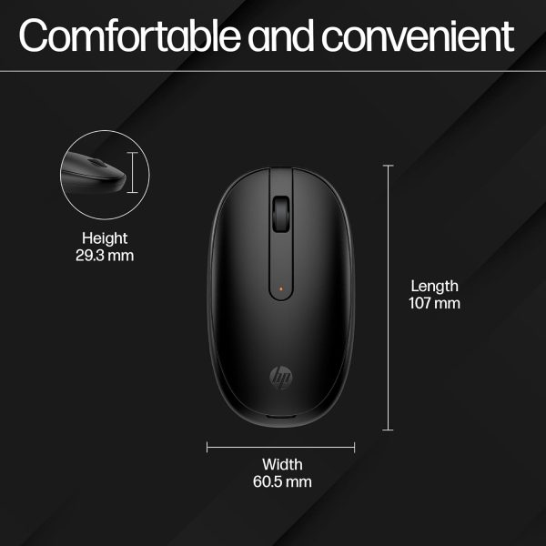 HP 240 Bluetooth Wireless Mouse with 3 Buttons/1600 DPI Red Optical Tracking/Sleek and Ambidextrous/Compatible to Windows 10, macOS, Chrome OS, 3 Years Warranty (Black)