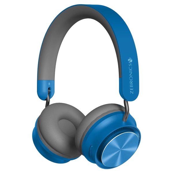 ZEBRONICS Zeb-Bang PRO Bluetooth v5.0 On Ear Headphone, 30H Backup, Foldable Design, Call Function, Voice Assistant Feature, Built-in Rechargeable Battery, Type C Charging, 40mm Driver and AUX. (Blue)