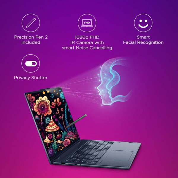 Lenovo Yoga 7 AMD Ryzen 7 7735U 14"(35.5cm) OLED 2-in-1 400Nits Laptop(16GB/1TB SSD/Win 11/Office 2021/Backlit KB/Digital Pen/1Yr Warranty/Alexa/3 Month Game Pass/Tidal Teal/1.49Kg), 82YM0074IN