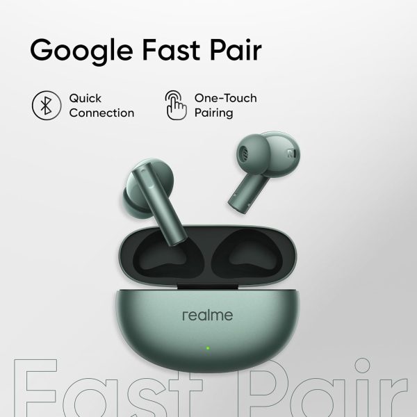 realme Buds Air 6 Tws in Ear Earbuds with 12.4 Mm Deep Bass Driver, 40 Hours Play Time, Fast Charge,50 Db Anc,Lhdc 5.0, 55 Ms Low Latency, Ip55 Dust & Water Resistant, Bluetooth V5.3 (Forrest Green)