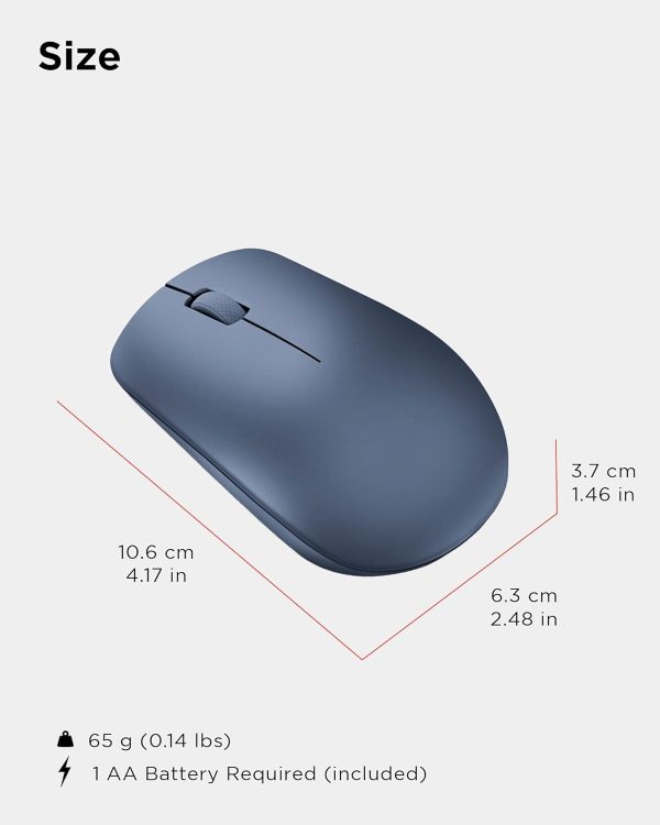 Lenovo 530 Wireless Mouse (Abyss Blue): Ambidextrous, Ergonomic Mouse, Up to 8 Million clicks for Left and Right Buttons, Optical Sensor 1200 DPI, 2.4 GHz Wireless Technology via Nano USB Receiver