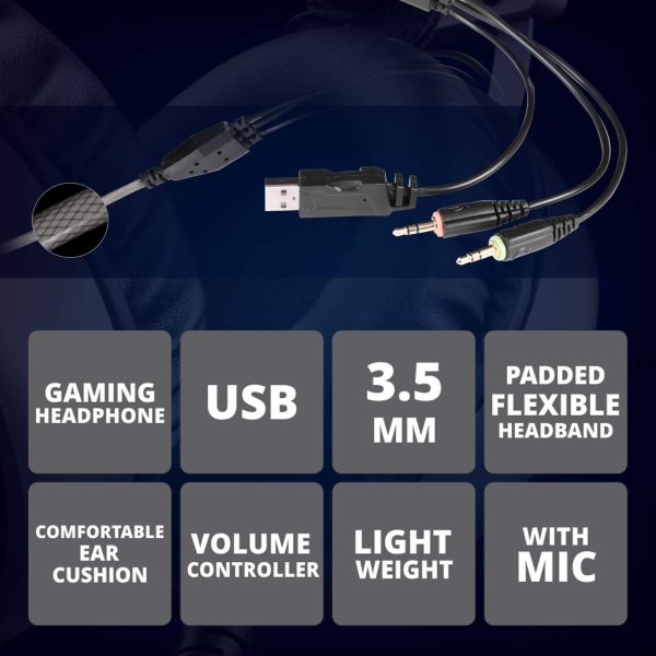 ZEBRONICS ZEB-8 BIT Premium gaming Headphones with 50mm Drivers, Gaming grade inbuilt mic, Radiating RGB effect, Dual 3.5mm jack, 2.3m durable sleeved cable, Suspended headband and Volume control