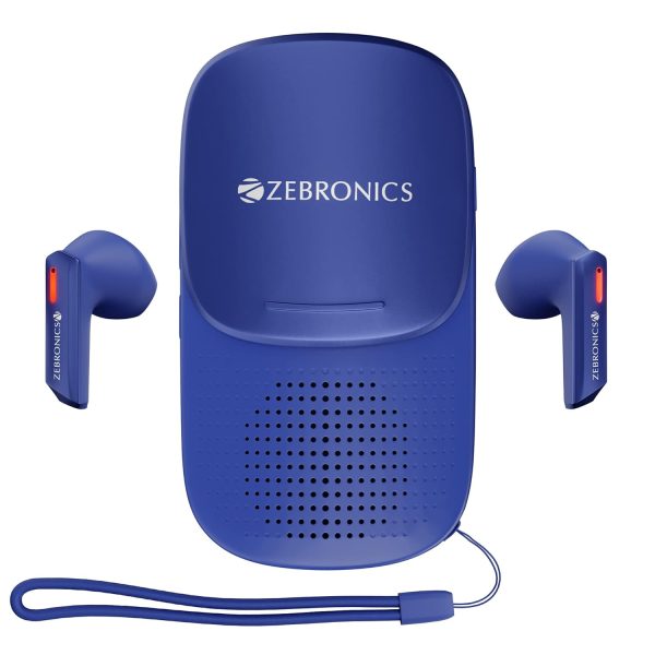 ZEBRONICS Sound Bomb X1 3-in-1 Wireless Bluetooth v5.0 In Ear Earbuds + Speaker Combo with 30 Hour Backup, Built-in LED Torch, Call Function, Voice Asst, Type C and Splash Proof Portable Design (Blue)