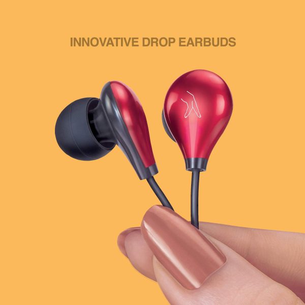 FINGERS Droplets Wired in Ear Earphone with Mic (Piano Red)