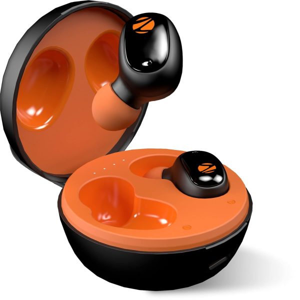 ZEBRONICS ZEB-SOUND BOMB 1 TWS Earbuds with BT5.0, Up to 12H Playback, Touch Controls, Voice Assistant, Splash Proof with Type C Portable Charging Case (Orange)