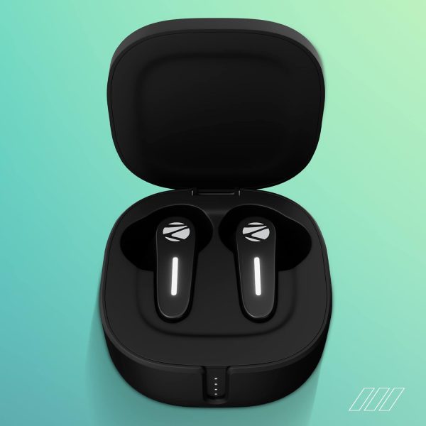 Zebronics Sound Bomb 7 Bluetooth TWS in Ear Earbuds with 40H Playtime, ENC Mic, Rapid Charge, Upto 50ms Gaming Mode, Flash Connect, Voice assistant, Smooth Touch Control, BT v5.2, Type C (Black)