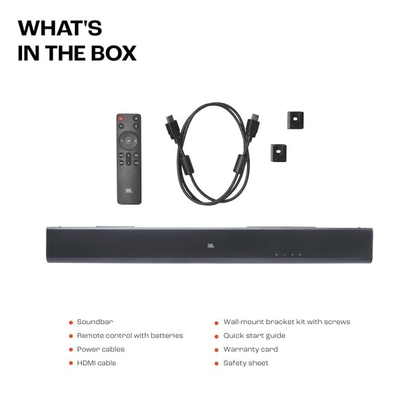 JBL Cinema SB510, Dolby Audio Soundbar with Built-in Subwoofer, 3.1 Channel, Center channel for superior voice clarity, HDMI eARC, Bluetooth & Optical Connectivity (200W)