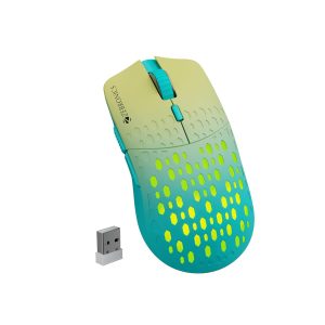 ZEBRONICS MARINE Wireless Mouse with Rechargeable Battery, BT + 2.4GHz, 6 Buttons, 4 DPI, 1000/1600/2400/3200, Comfortable & Ergonomic Design, Multicolor LED lights (Green)