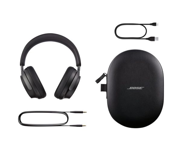 Bose QuietComfort Ultra Wireless Noise Cancelling Over ear Headphones with Spatial Audio, Over-The-Ear Headphones with Mic, Up to 24 Hours of Battery Life, Black