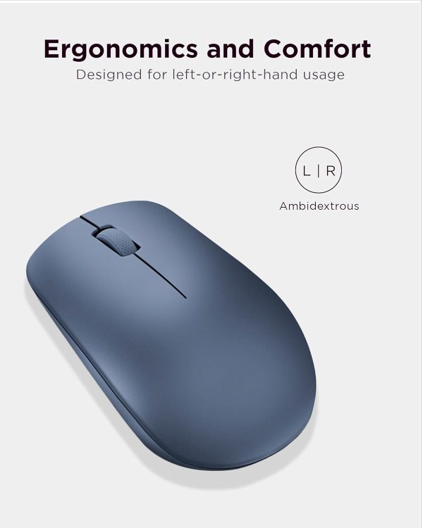 Lenovo 530 Wireless Mouse (Abyss Blue): Ambidextrous, Ergonomic Mouse, Up to 8 Million clicks for Left and Right Buttons, Optical Sensor 1200 DPI, 2.4 GHz Wireless Technology via Nano USB Receiver