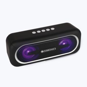 Zebronics ZEB-DELIGHT 20 Bluetooth v5.0 portable speaker with 10W RMS, TWS function, FM radio, Call function, supports USB, microSD, 5H backup, built-in rechargeable battery, AUX and RGB lights