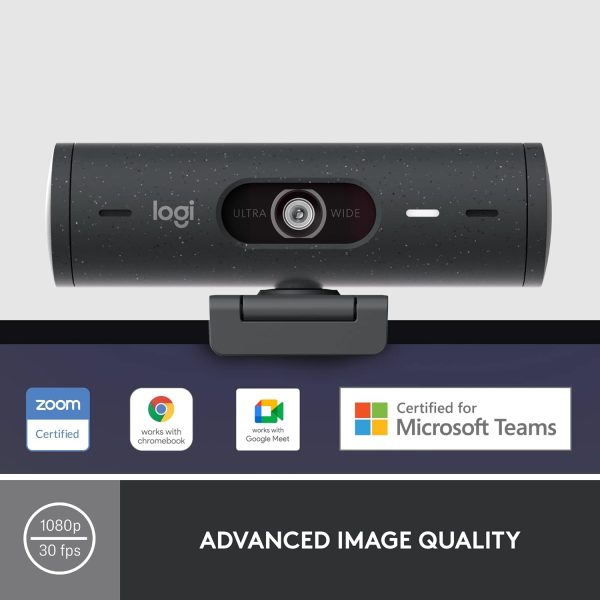 Logitech Brio 500 Full Hd Webcam with Auto Light Correction,Show Mode, Dual Noise Reduction Mics, Webcam Privacy Cover, Works with Microsoft Teams, Google Meet, Zoom, USB-C Cable - Graphite - Digital