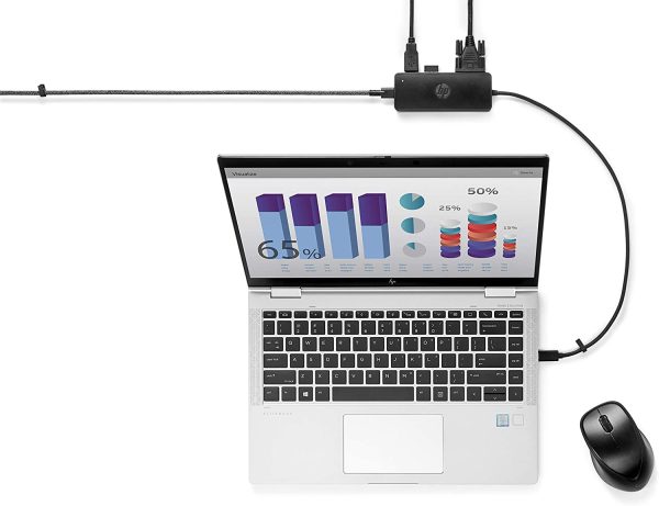 Hp USB-C Travel Hub G2 Hub with Two USB Ports for Your Accessories and Hdmi Or Vga for an External Display. Black