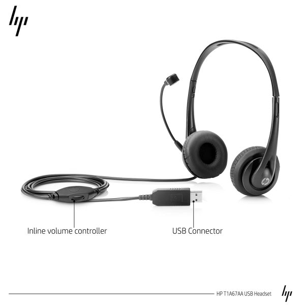 Hp Stereo Usb headset p.no t1a67aa Wired On Ear Headphones With Mic And Volume Control