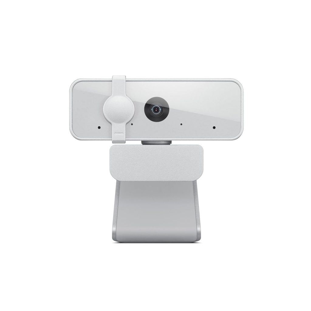 Lenovo 300 FHD Webcam with Full Stereo Dual Built-in mics | FHD 1080P 2.1 Megapixel CMOS Camera |Ultra-Wide 95 Lens, Digital Zoom | 360 Rotation | Flexible Mount, Cloud Grey