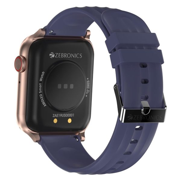 ZEBRONICS Iconic LITE AMOLED Smartwatch with Bluetooth Calling, 100+ Sport Modes, IP67, 1.78" 2.5D Curved Display, Voice Assistant, 10 Built-in/Customizable Watch Faces and Sleep Monitor (Gold Blue)