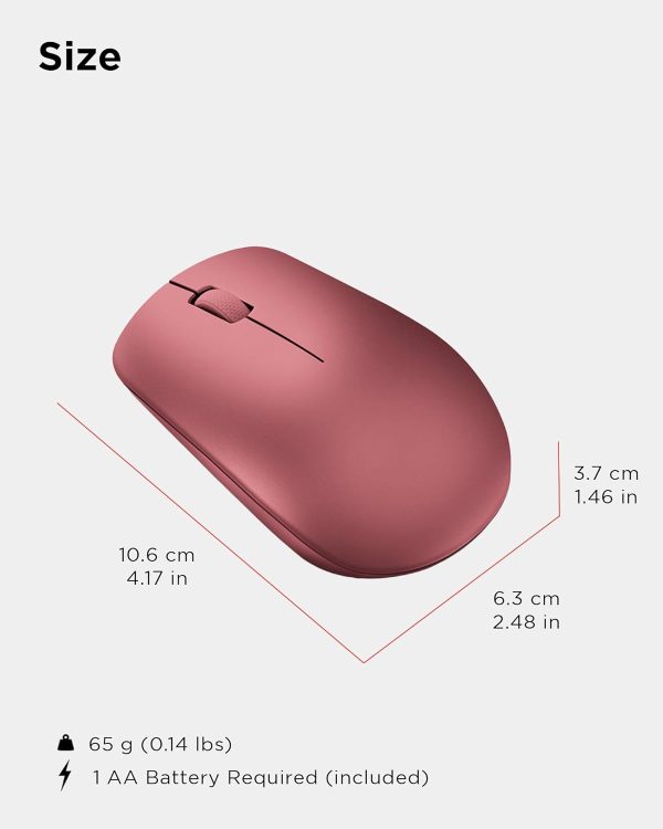 Lenovo 530 Wireless Mouse (Cherry Red): Ambidextrous, Ergonomic Mouse, Up to 8 Million clicks for Left and Right Buttons, Optical Sensor 1200 DPI, 2.4 GHz Wireless Technology via Nano USB Receiver