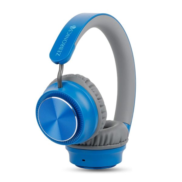 ZEBRONICS Zeb-Bang PRO Bluetooth v5.0 On Ear Headphone, 30H Backup, Foldable Design, Call Function, Voice Assistant Feature, Built-in Rechargeable Battery, Type C Charging, 40mm Driver and AUX. (Blue)