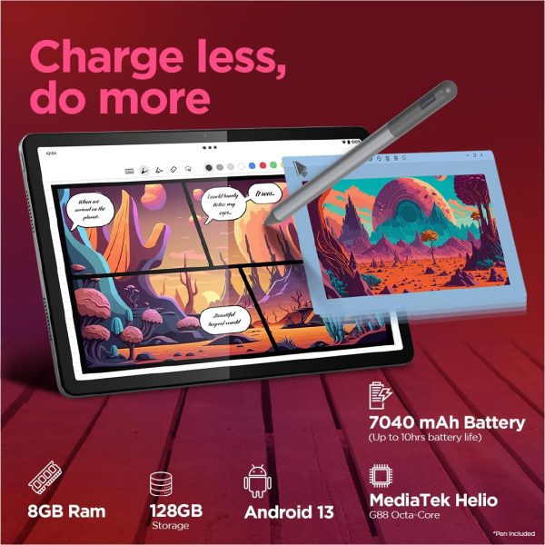 Lenovo Tab M11 with Pen| Wi-Fi Connectivity| 8 GB RAM, 128 GB ROM|11 Inch Screen| 90 Hz, 72% NTSC, FHD Display| Quad Speakers with Dolby Atmos|Octa-Core Processor |13 MP Rear Camera