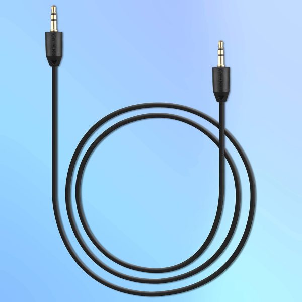 Zebronics ASC100 3.5mm AUX Male to Male cable with 1 meter length, stereo audio support, reinforced collars, for smartphones Laptops computers and speakers(Black)