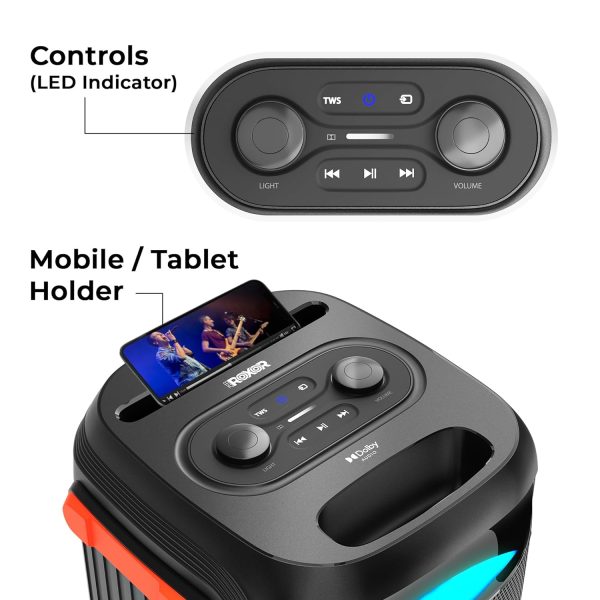 ZEBRONICS Roxor 100W Multi-Connectivity Bluetooth, HDMI ARC, Optical, USB, AUX in-Out Speaker with Dolby Audio, Wireless UHF MIC, and Karaoke, TWS, LED Lights, and Recording Function