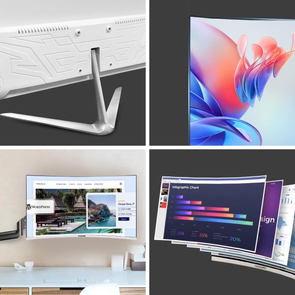 iVOOMi 24 Inch (60.45 cm) Ultra Slim Curve FHD Monitor for PC with 100Hz Refresh Rate, 1920 x 1080 Pixels, 16.7M Colors, Bezel-Less Design, Flicker Free, Best for Gaming with 3 Years Warranty
