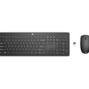 HP 230 Black Chicklet Wireless USB Keyboard and Mouse Set with 2.4GHz Wireless Connection and 12 Function Keys/ 16 Months Battery Life/ 1600 dpi/Black (18H24AA)